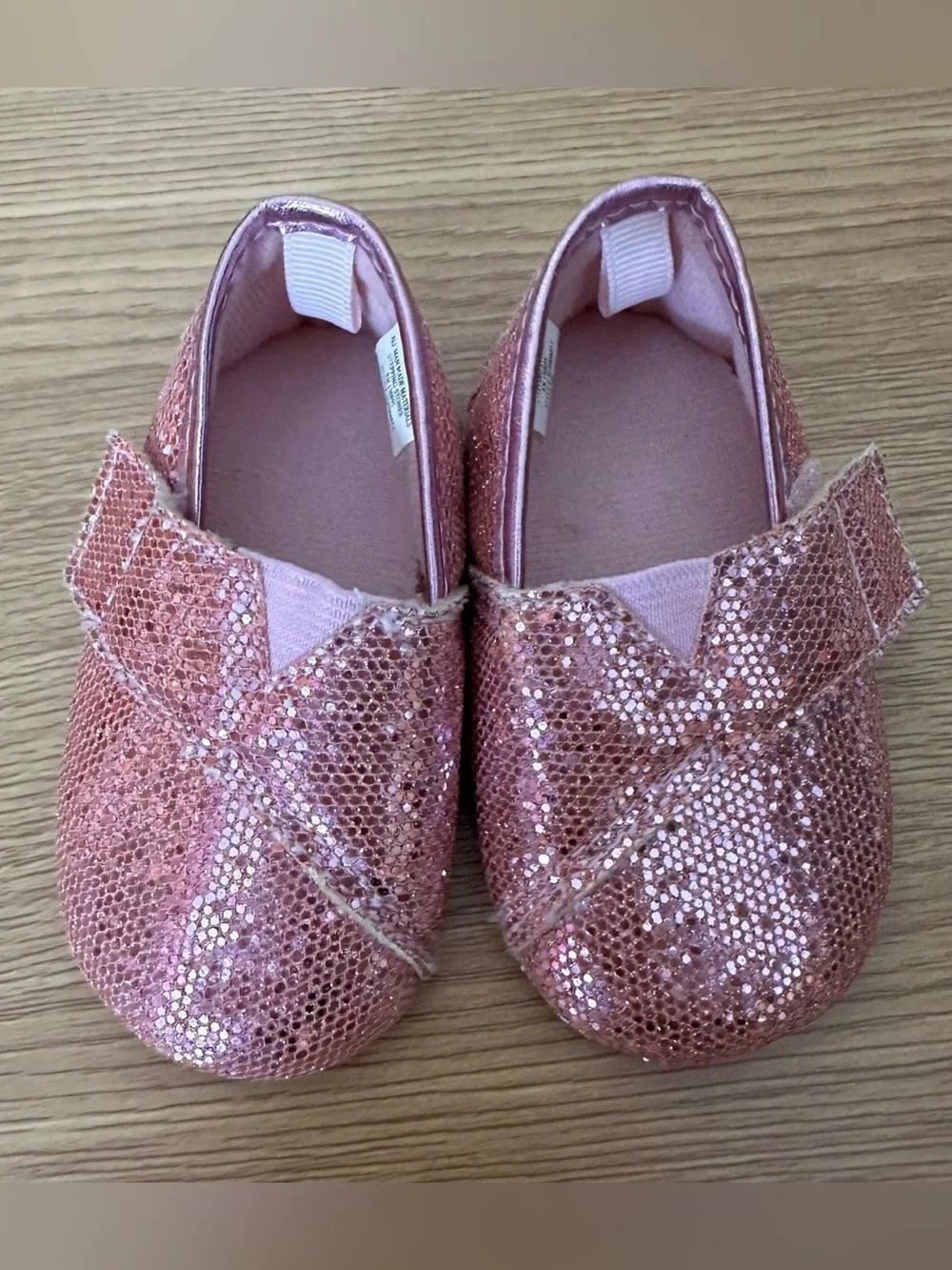 First Steps Pink Glitter Hook & Loop Slip On Shoes 6/9 Months Baby Shoes Cute